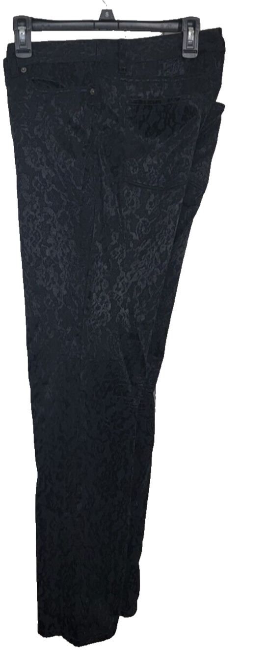 London Jean Women's Black Printed Pants Size 16 Inseam 33 Cotton Blend